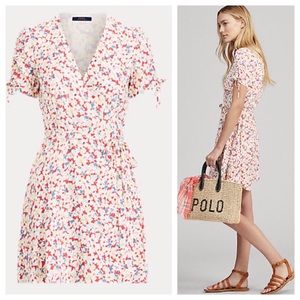 NWT Polo Ralph Lauren Floral Crepe Wrap Dress